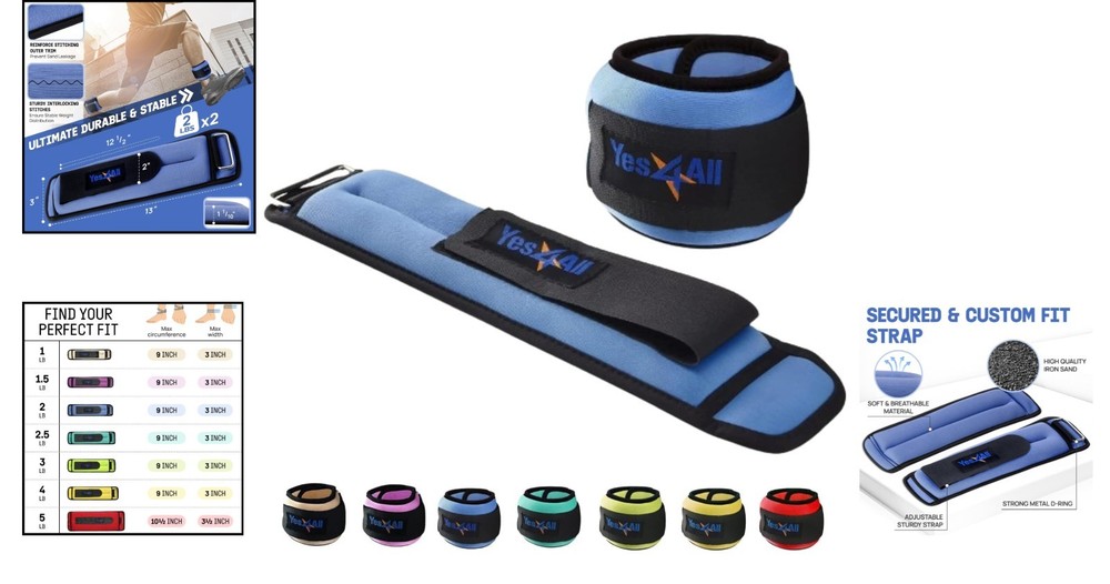 2lb Adjustable Ankle & Wrist Weights - Versatile for Gym & Home Training