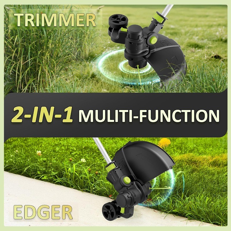 20V Cordless String Trimmer, Two 2.0Ah Battery Powered with Fast Charger