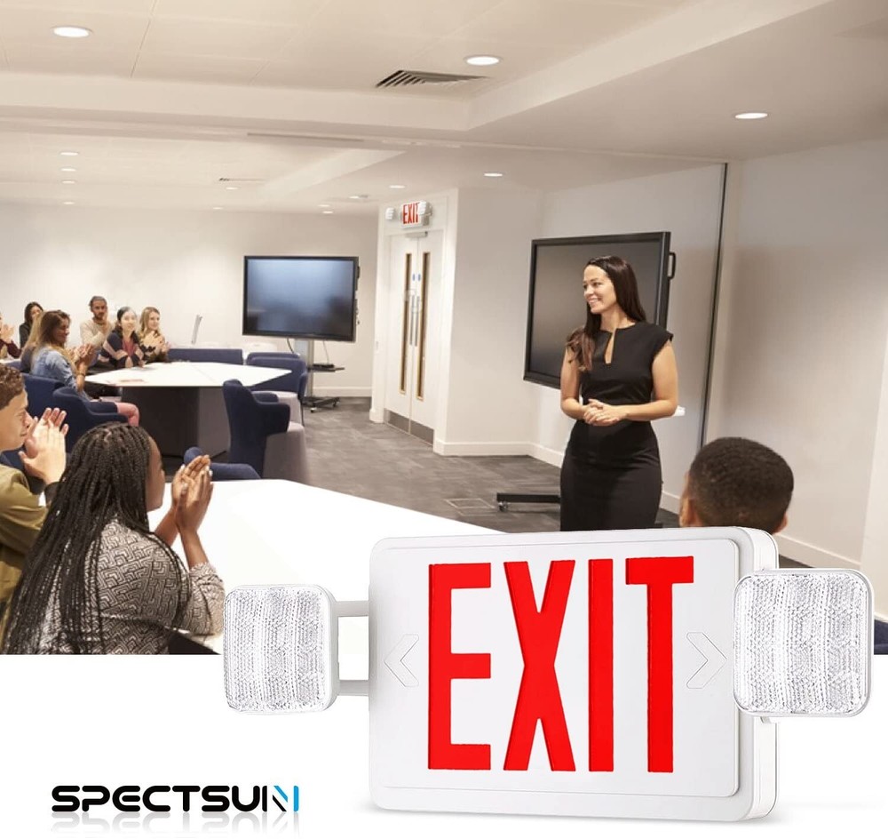 UL Listed- 2 Packs Red Emergency Exit Lighting Battery Backup Exit Sign Set.