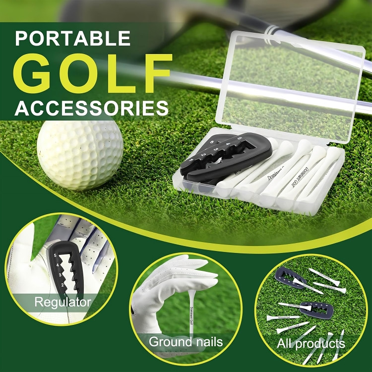 2 PCS Adjustable Golf Tee Height Setter Training Aid–Tall Tee Holder Swing Tools