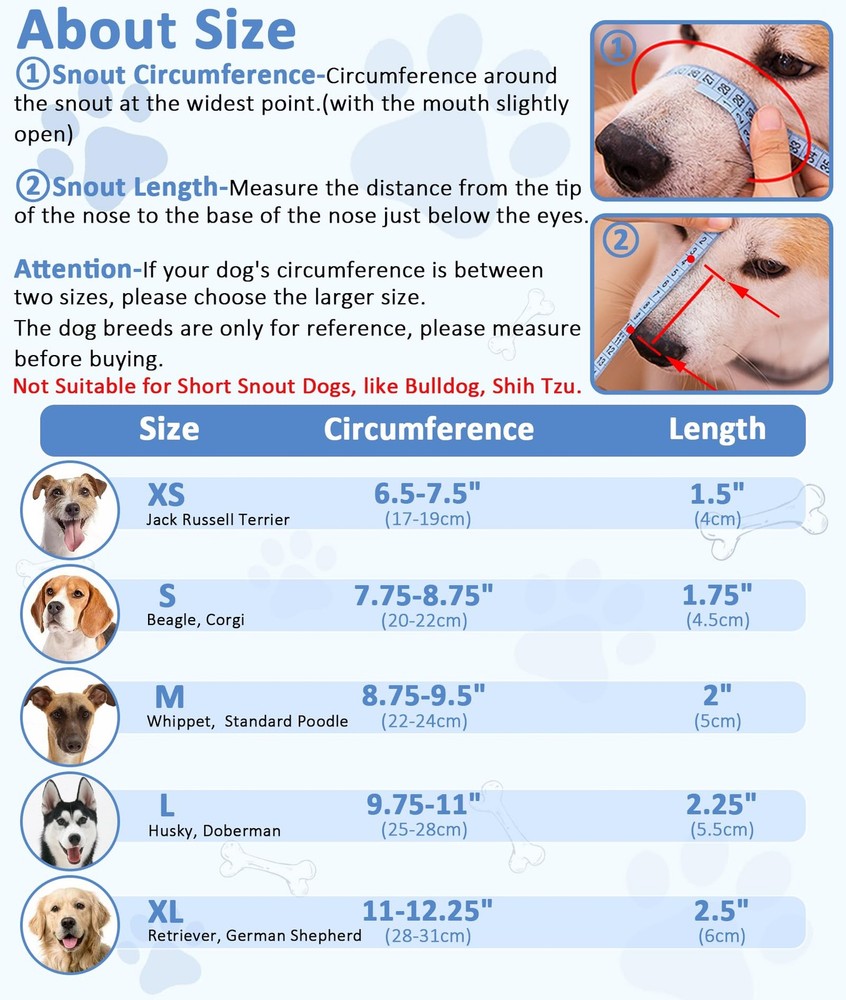 Soft Muzzle for Small Medium Sized Dogs Dog Muzzle to Prevent Biting Chewing ...