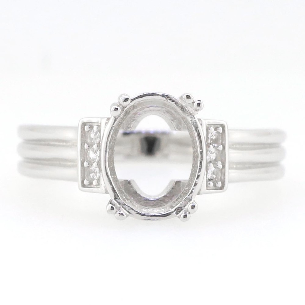 Sterling Silver Semi Mount Ring Setting Oval OV 10X8mm White Topaz