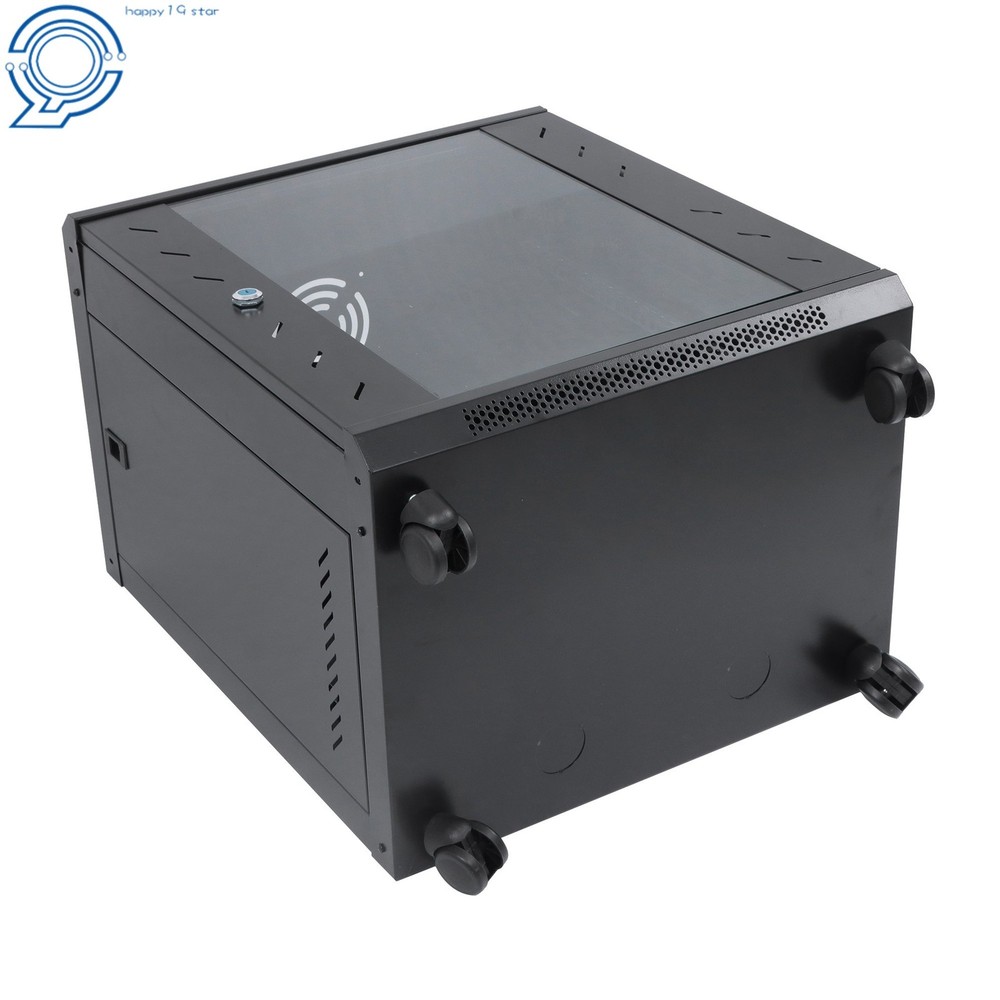 Enclosed Server Rack 12U 15.5" Deep, Secure Lock Glass Front & Sides
