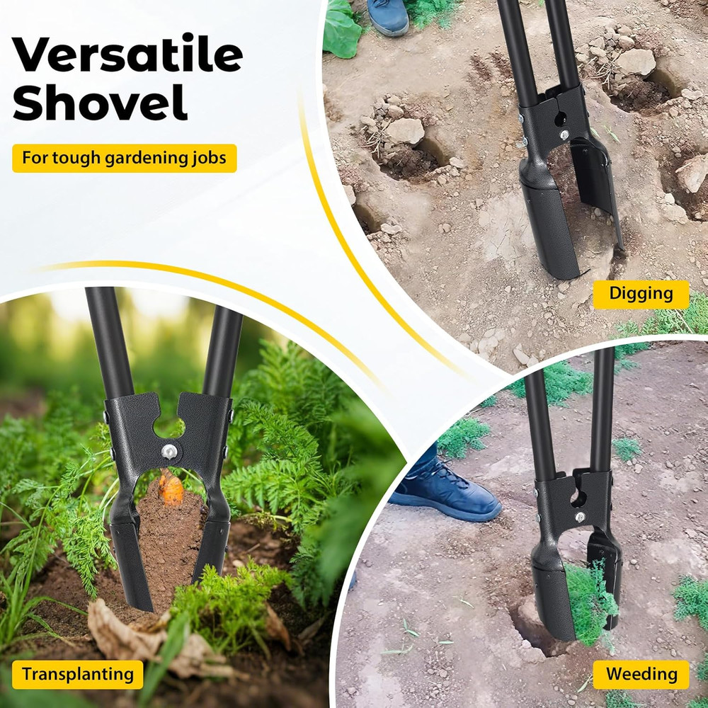 Post Hole Digger Tool, Heavy Duty Post Hole Digger with 55 Inch Handle, Dual Sha
