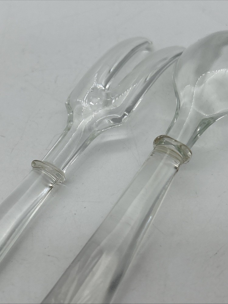 Vintage Pressed Glass Salad Servers Fork Spoon MCM