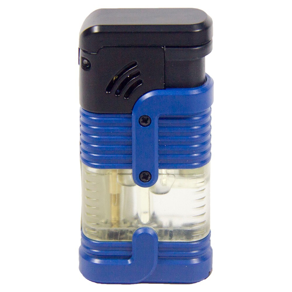 4 PACK Triple Solid &Clear Color Torch Lighter Adjustable Flame W/Cigar Puncher