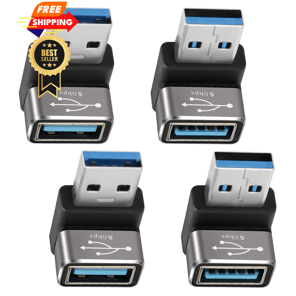 90 Degree USB 3.0 Adapter 4 Pack, (Up and Down) 4 Up Down Angle