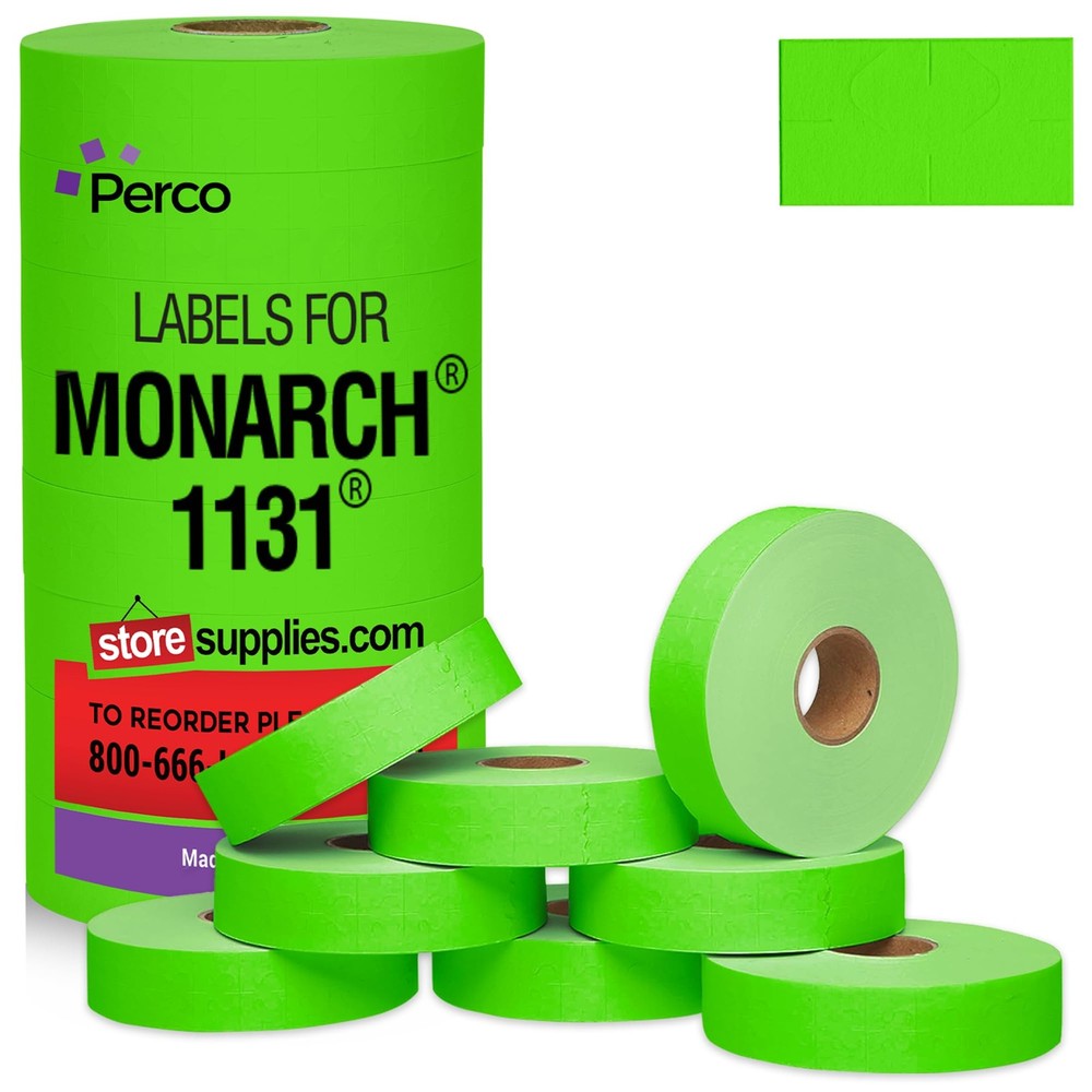 Perco Fluorescent Green Pricing Labels for 1 Sleeve,