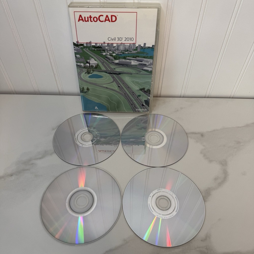 AUTODESK AUTOCAD CIVIL 3D 2010 Complete W/ 4 Discs EXCELLENT!