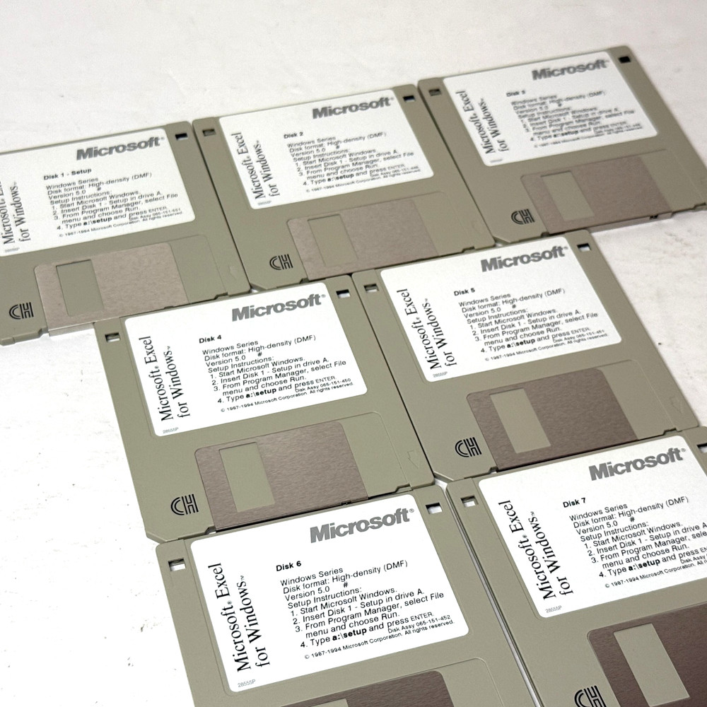 Microsoft Excel for Windows 5.0 ©1994 3.5" Floppy Vintage Software