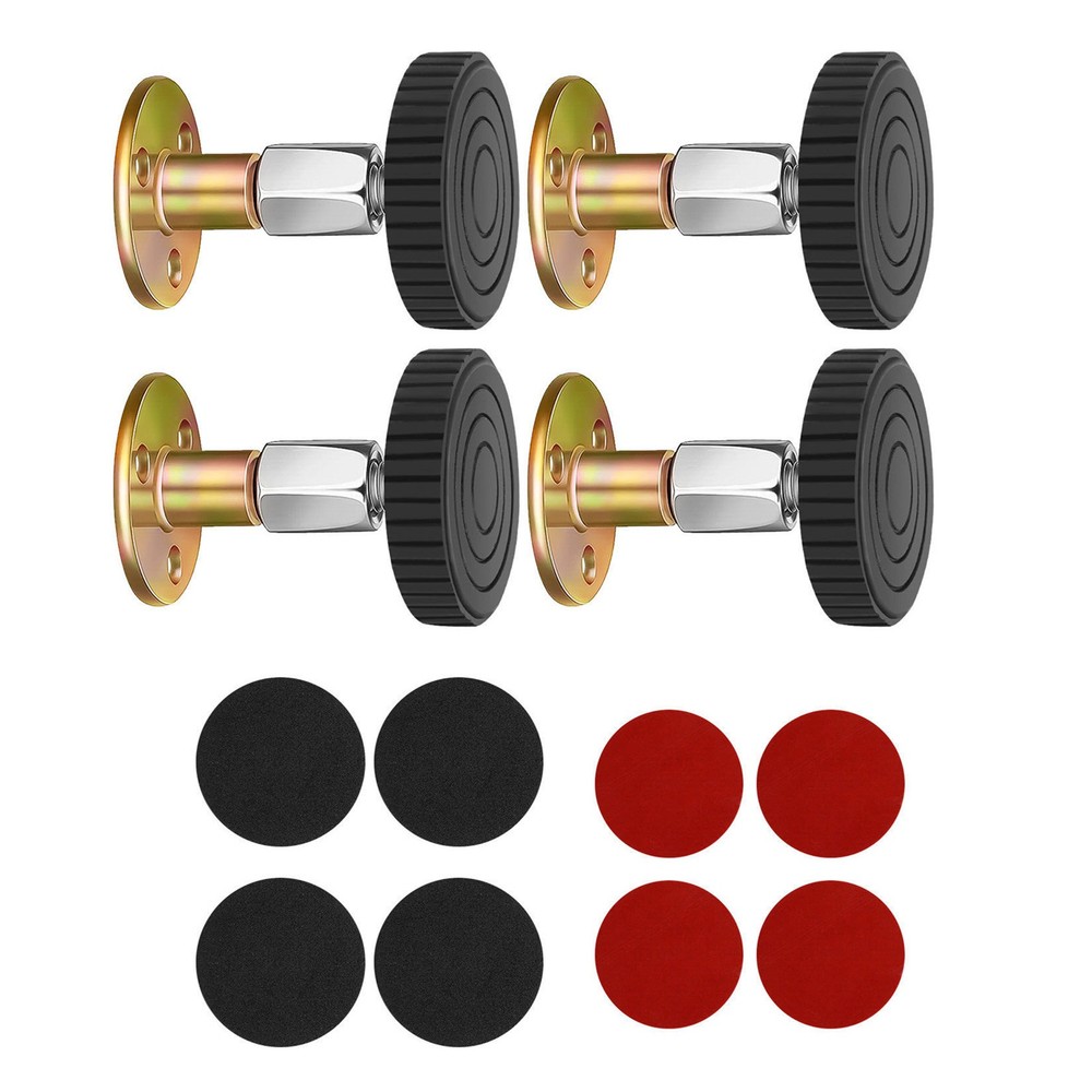 New 4Pcs Threaded Bed Frame Anti-Shake Tool Adjustable Headboard Stopper Black