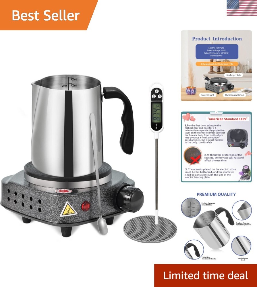 Complete Candle Making Starter Kit - Includes Pot, Thermometer & Safety Pads