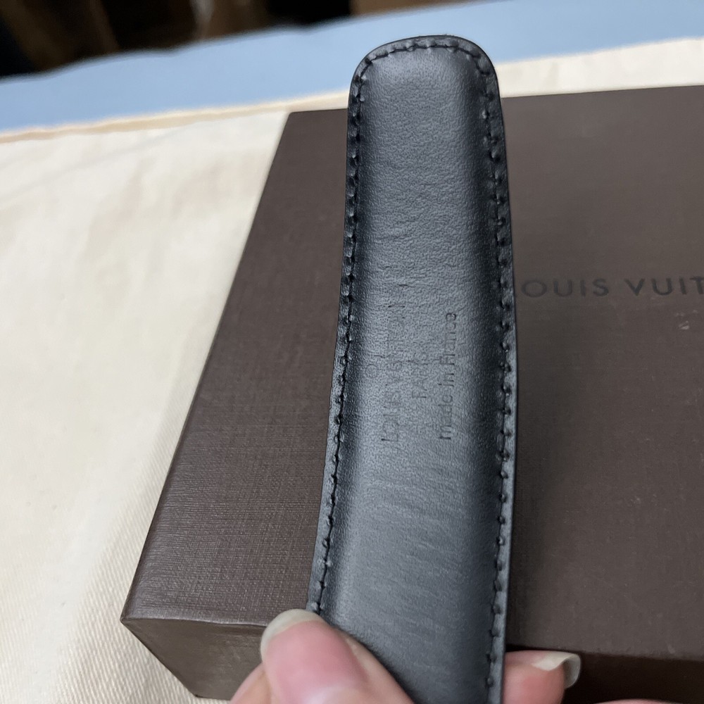 AUTH LOUIS VUITTON ADJUSTABLE EPI LEATHER BELT PREOWNED BOX BLACK