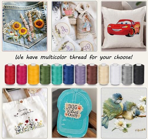 2PCS Thread for Sewing, 1000Yard White Sewing Thread, All Purpose Sewing