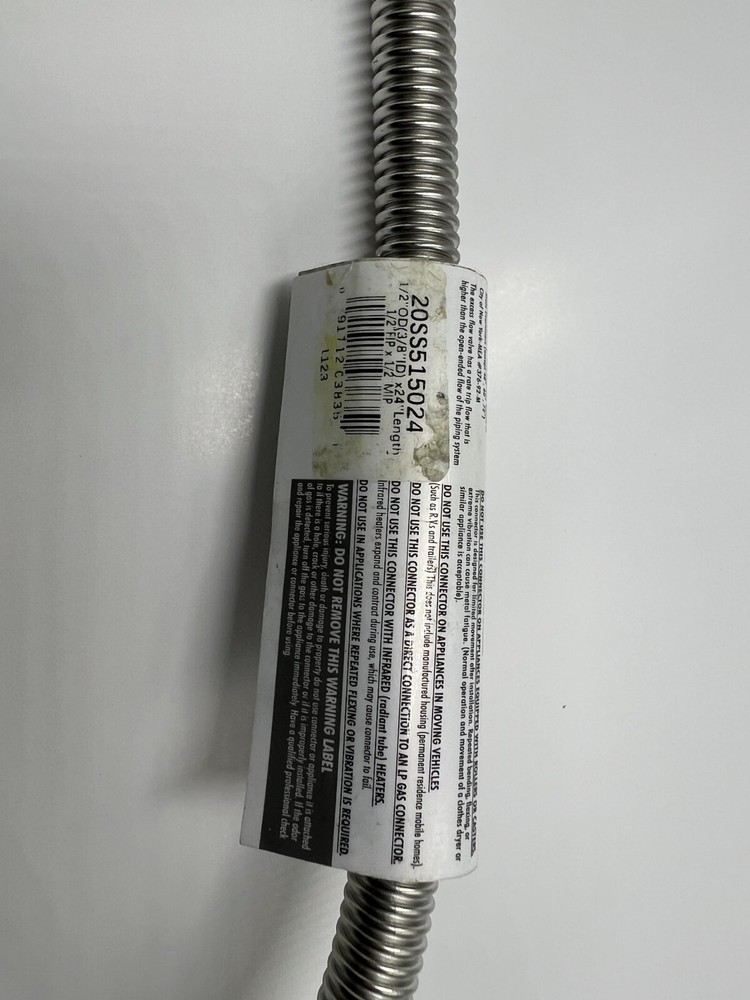 Eastman 24" Stainless Steel Gas Appliance Connector 1/2"FIP x 1/2"MIP 20SS515024