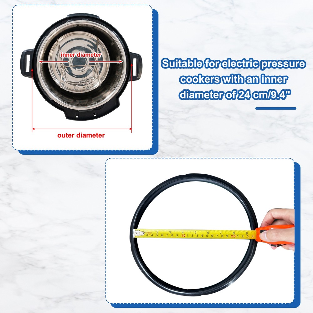 2 Pack Silicone Inner Sealing Ring for Pressure Pot 8QT Black