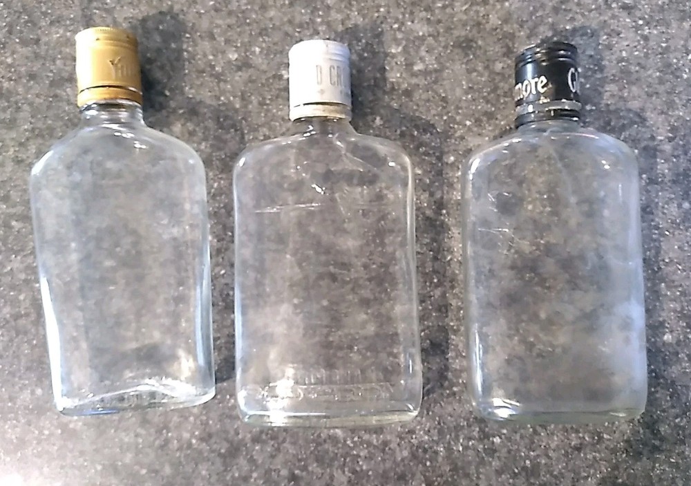 3 Vintage Liquor Bottles Empty 1/2 Pint
