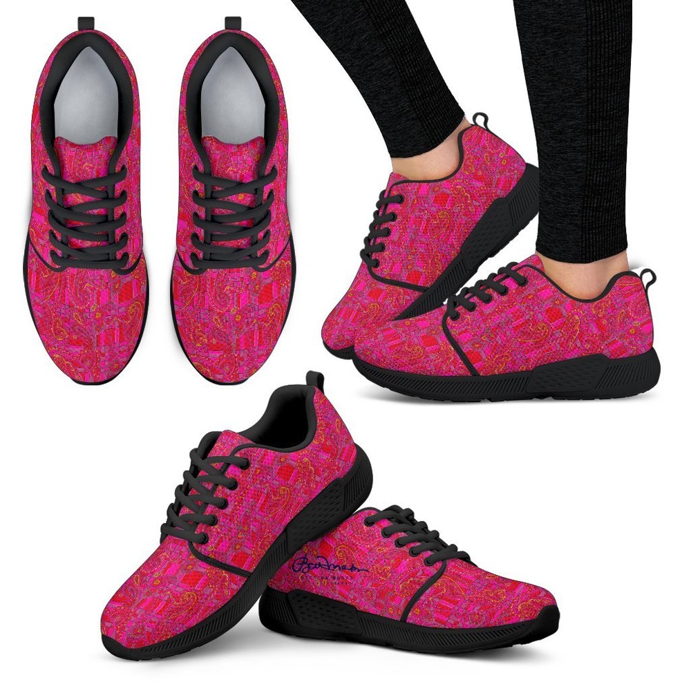Bright Red Pink Athletic Sneakers