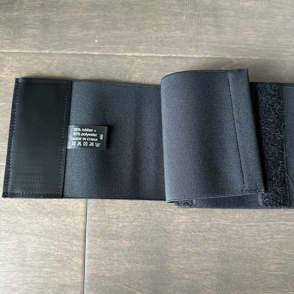 Waist Wrap Black 6 Adhesive Points 154"x4.9" Rubber Polyester Plus Size