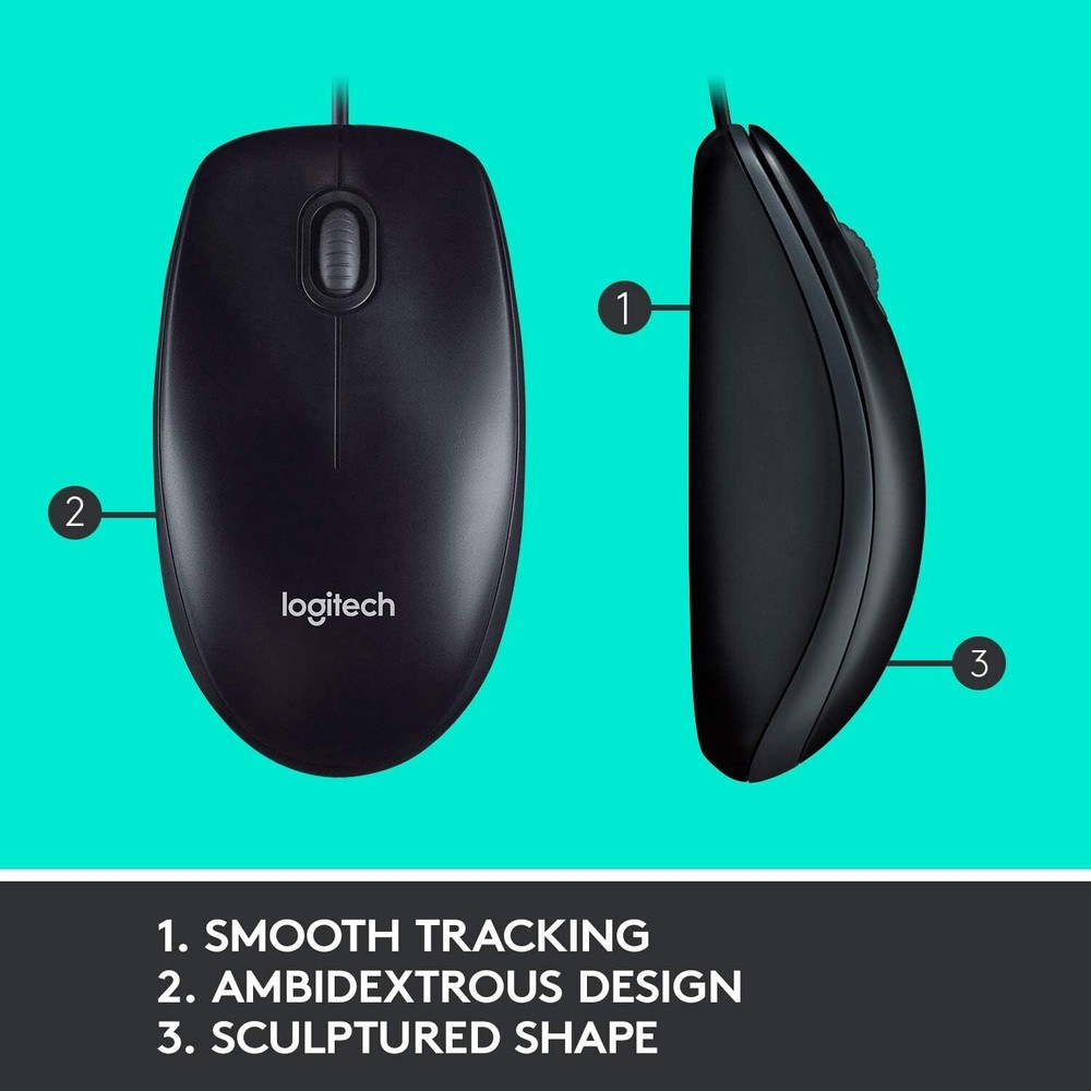 Logitech MK120 Wired USB Keyboard and Mouse, Black. open box