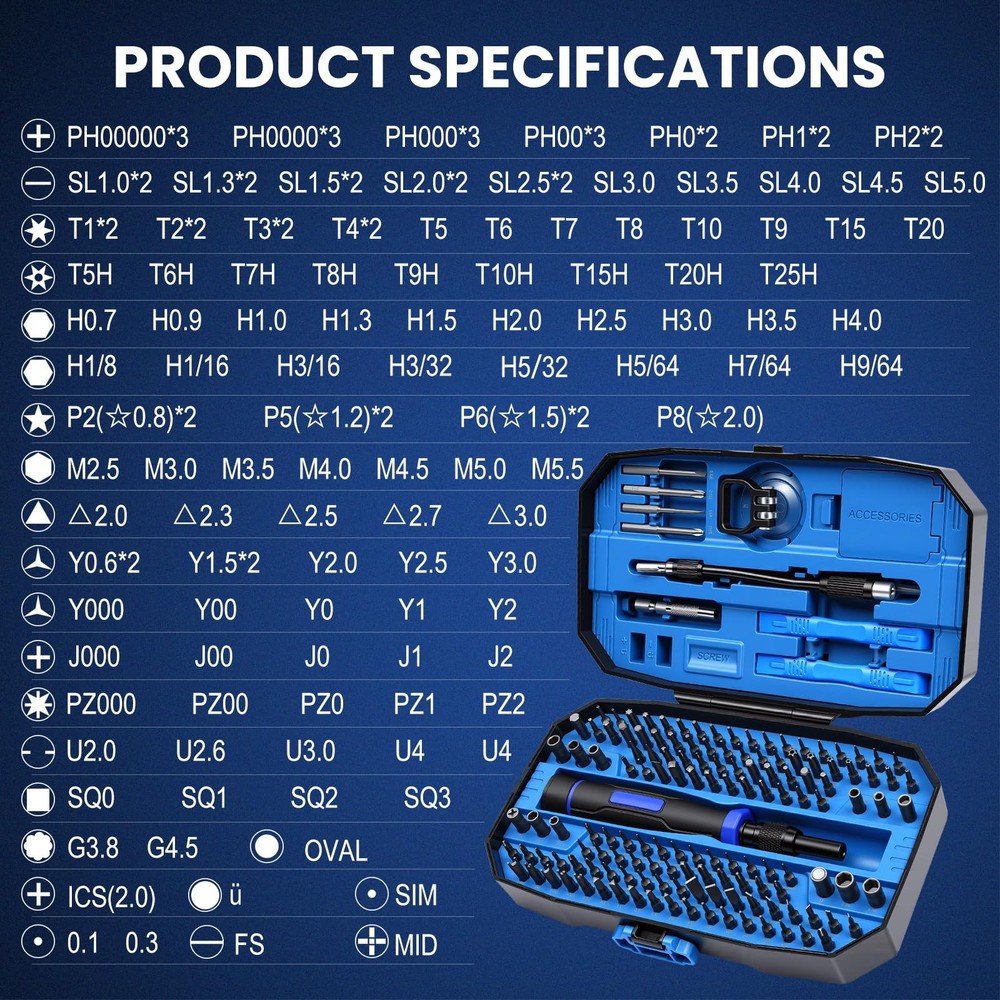 152Pcs Precision Screwdriver Set 152-in-1 Set, Blue