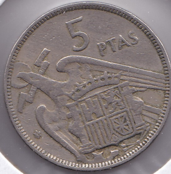 1957 Spain 5 Pesetas L3