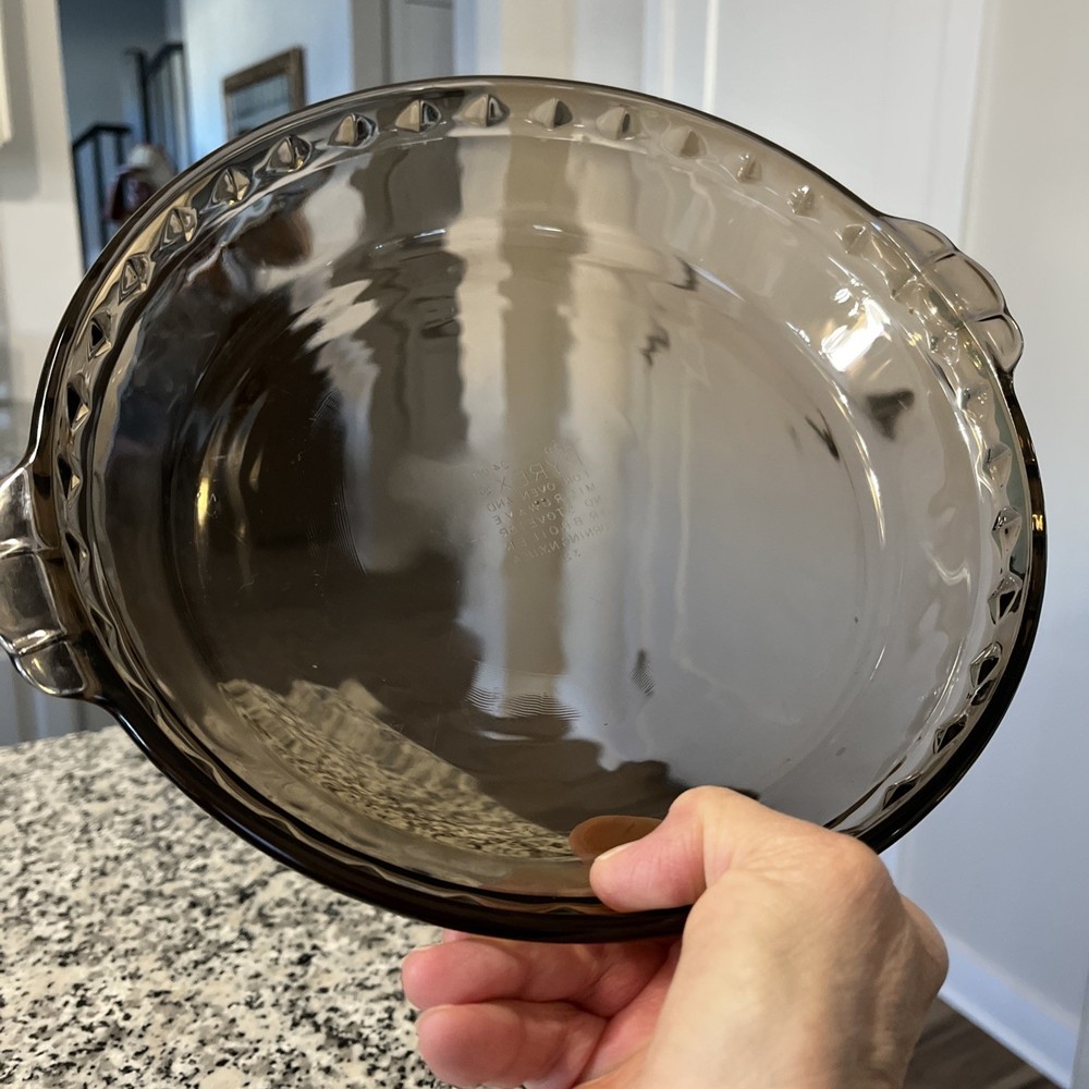 PYREX #229 AMBER Glass Fluted Edge Deep Pie Plate