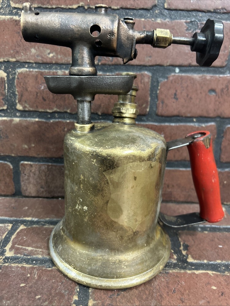 Vintage Brass Blow Torch Red handle