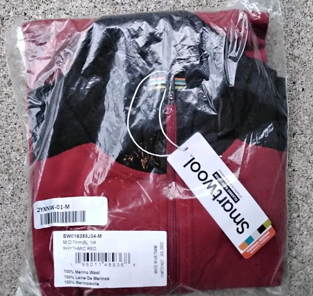 Smartwool Classic Thermal Base Layer 1/4 Zip Mens Medium RARE RHYTHMIC RED NWT