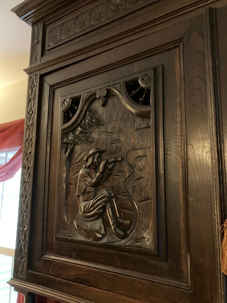 Antique French Brittany Buffet with Matching Mirror