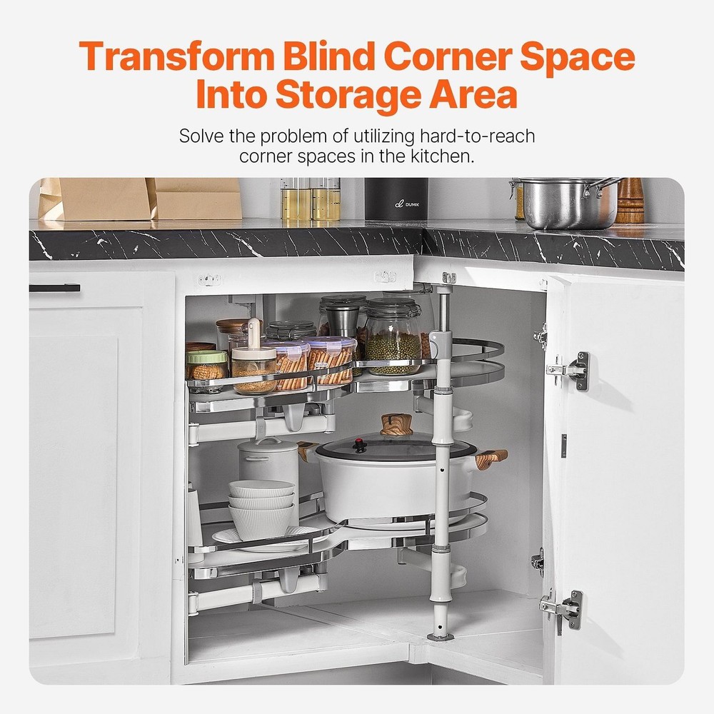2 Tier Swing Left Blind Corner Cabinet Pull Out Soft Close Kitchen Organizer
