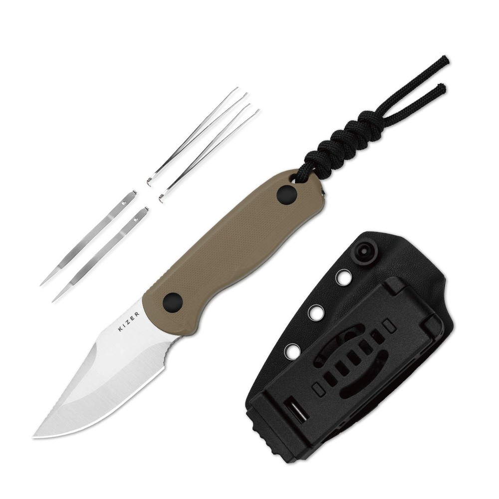 Kizer Drop Bear Fix Clip Point Fixed Knife AEB-L Blade G10 Handle+Sheath 1092A2