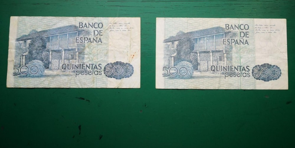 Spain 1979 500 Pesetas Note x 2 Banknotes #452