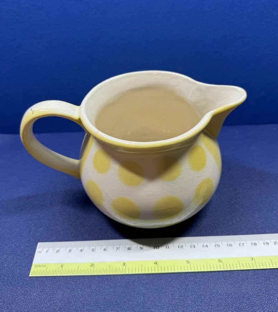 Ceramic Pitcher White With Yellow Polka Dots Pitcher READ