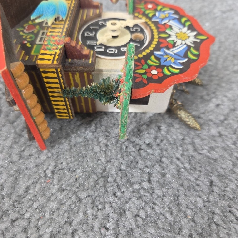 German Miniature Wind Up Cuckoo Clock Tested No Key Mini 5"