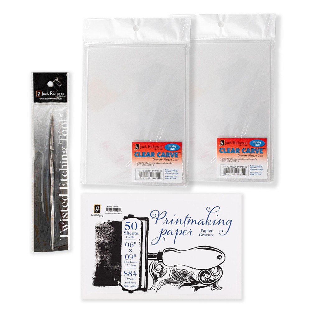 Richeson & Co. Printmaking Starter Kit - Clear Carve Etching Set, Includes Cl...