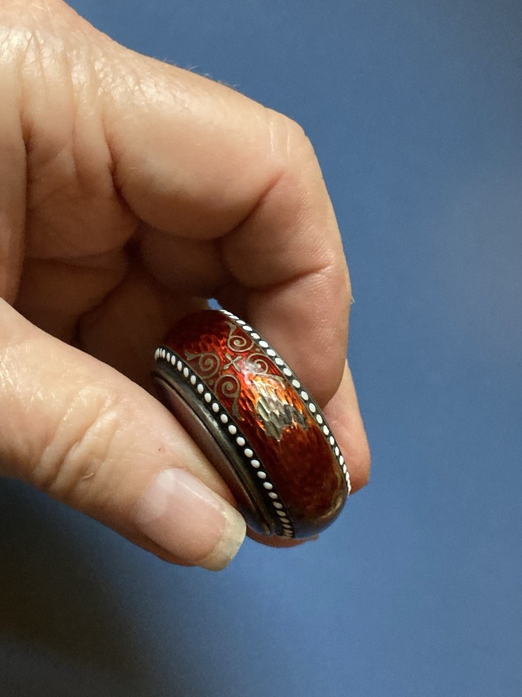 Antique David Andersen Sterling Enamel Snuff Box