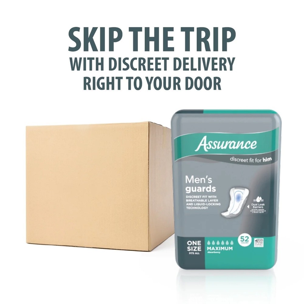 Assurance Men’s Guards, Maximum Absorbency, 52 Count