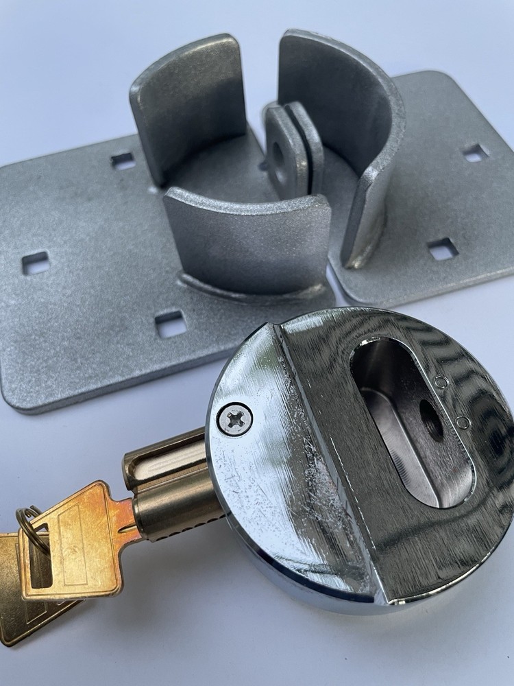 Puck Lock Solid Steel Hidden Shackle Lock & Hasp Anti-Theft Work Door Secure
