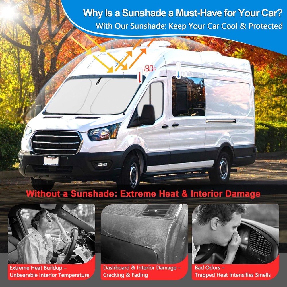 Front Windshield ＆ Side Window Sun Shade for 2014-2025 Dodge RAM Pr... Fa