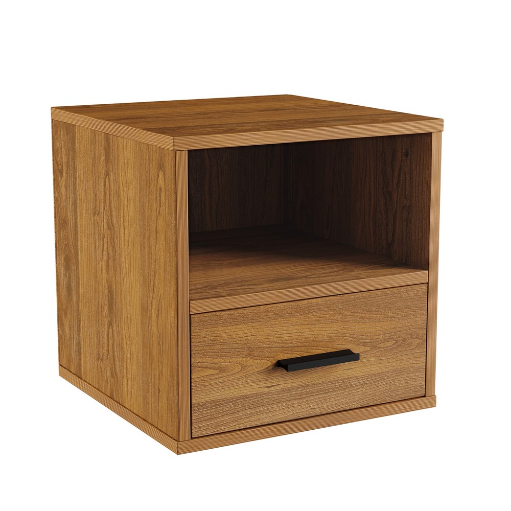 Stackable Cube End Table Contemporary Minimalist Modular Accent Piece, Brown
