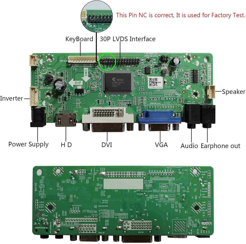 DVI VGA LCD Controller Board for 17" Screens - Fix DV170YGM/N10 Cut-off Issues