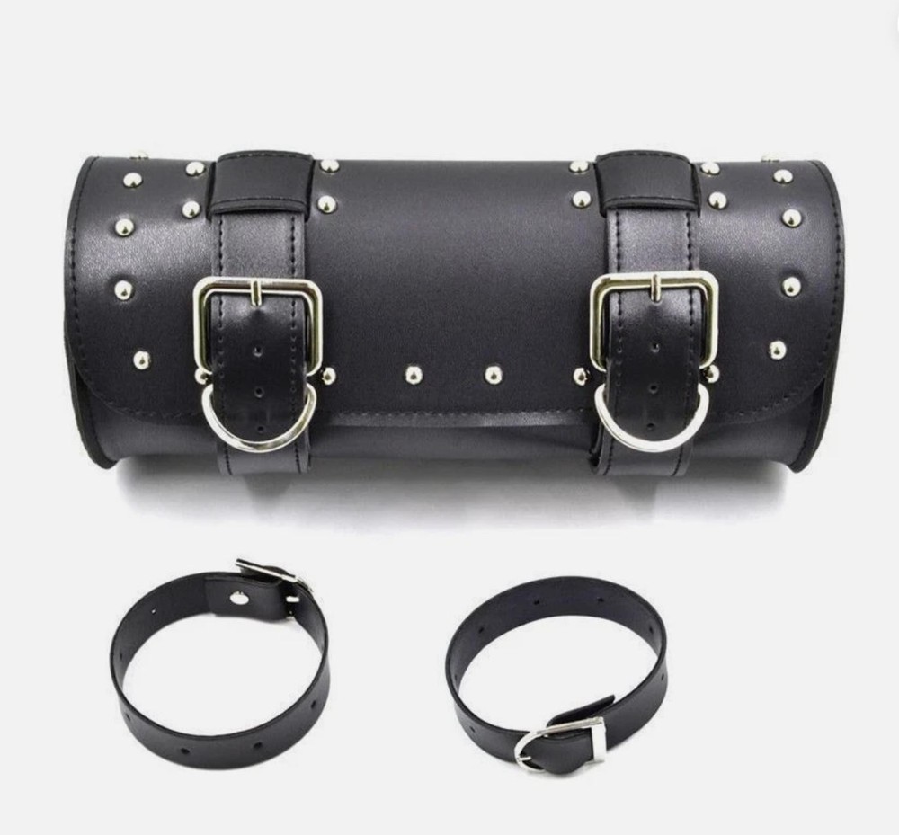 Motorcycle Front Fork Tool Bag PU Leather Handlebar Pouch Storage Saddle Bags US
