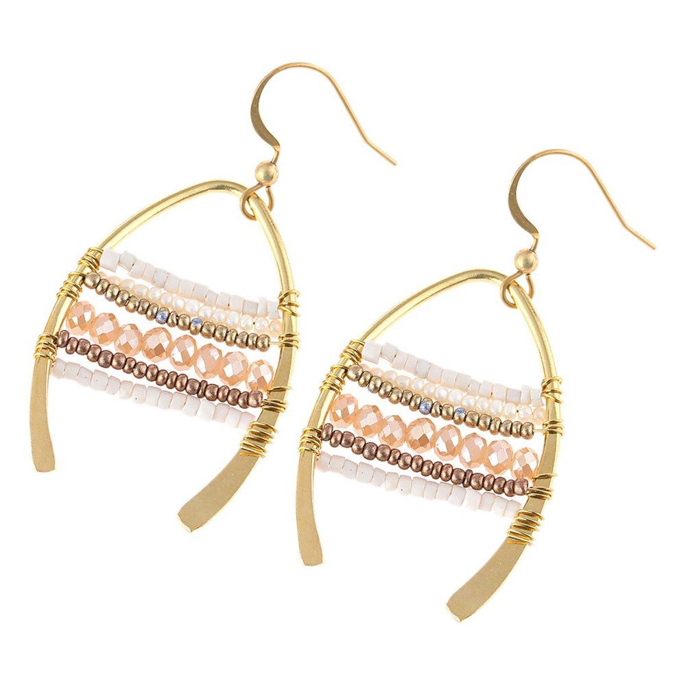 Bohemian Beaded Statement Earrings - Lightweight Sparkly Crystal Round Dangle Dr