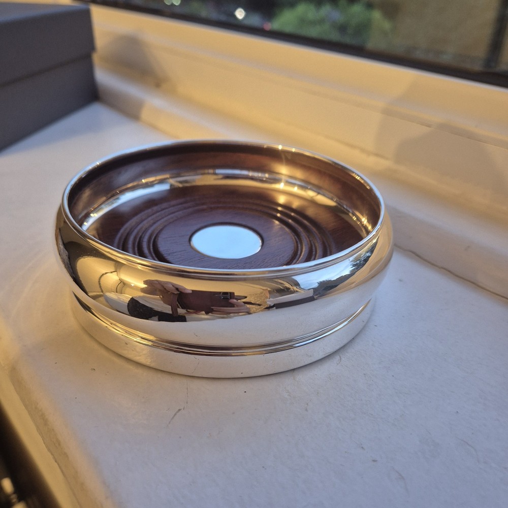 NEW Silver Hallmarked Wine Coaster With Box