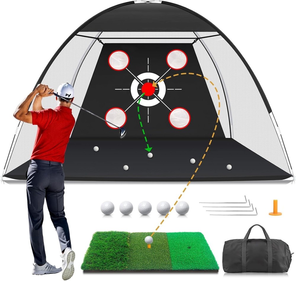 Compact Golf Net with Practice Mat (10x7FT) - Simplify Your Backyard Practice