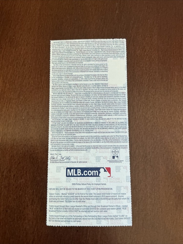 2009 World Series Program WITH TICKET GAME 5