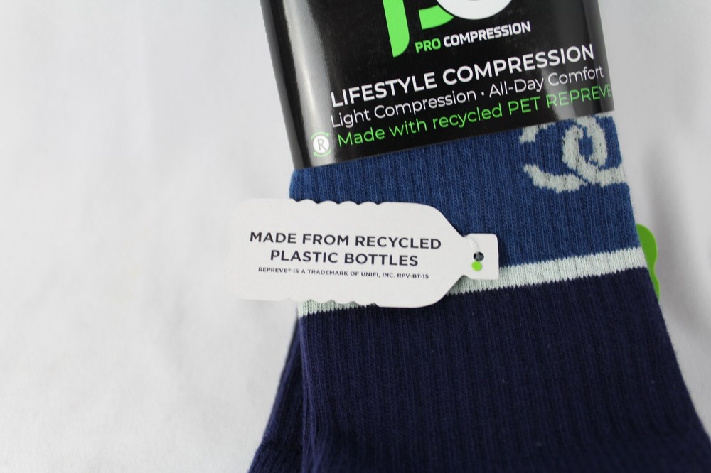2 Pair Pro Compression LifeStyle Eclipse Blue Everyday Crew socks S/M 9-11 New
