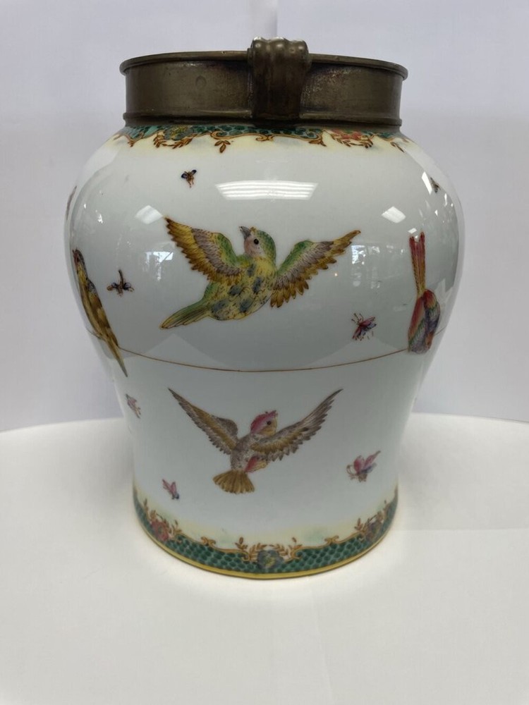 BIRD VASE WITH BRONZE TRIM