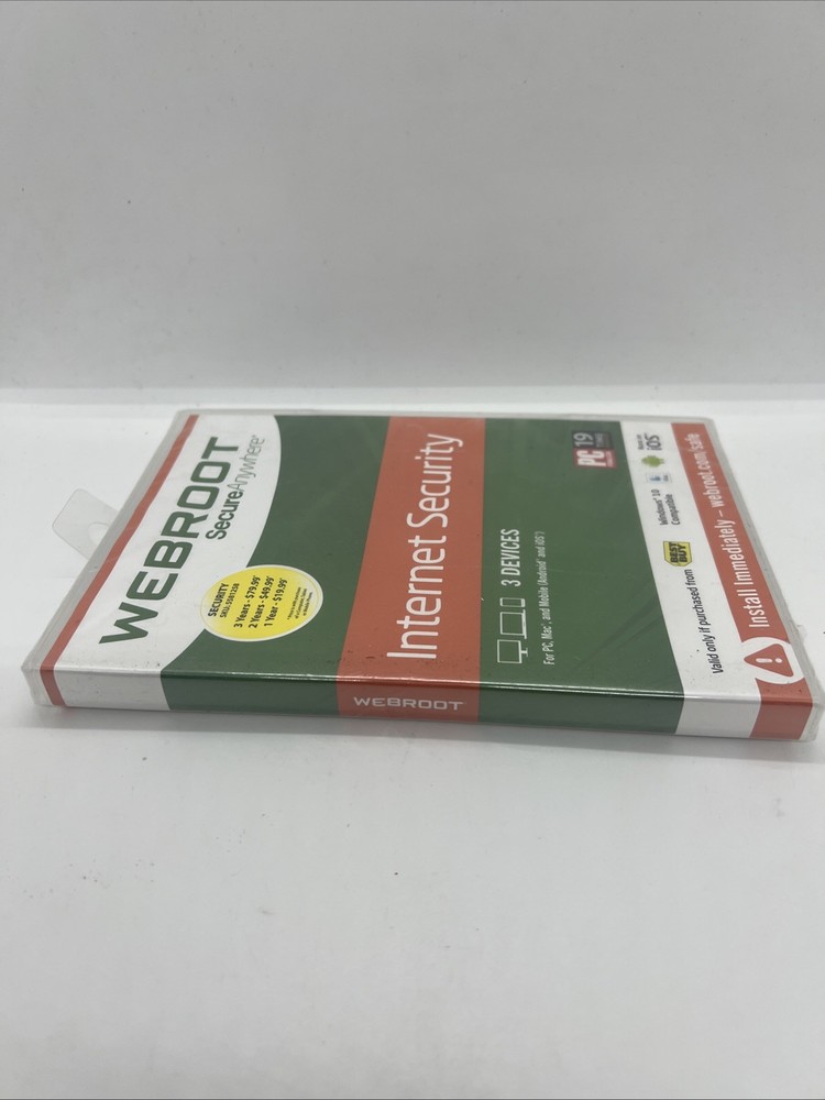Webroot Secure Anywhere Internet Security 3 Device Software CD Windows IOS Mac~